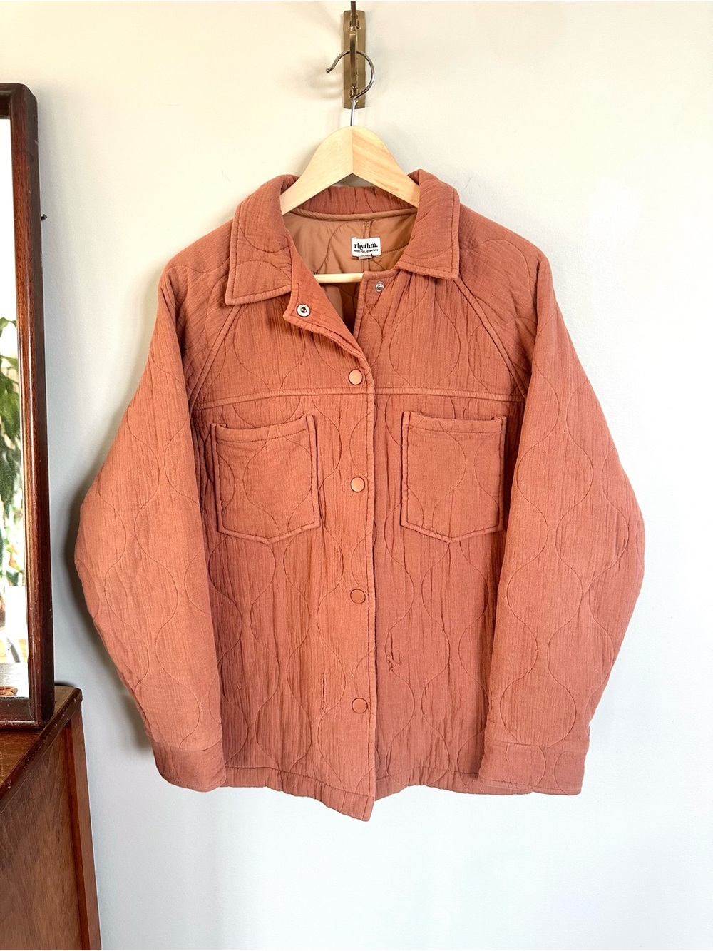 Rhythm Made for Adventure Quilted Jacket Women’s M Terracotta Rust Shacket